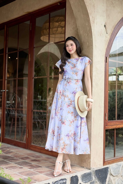 Sixdo Organza Flared Dress With Flower